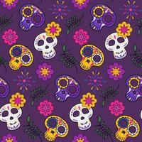 day of the dead seamless pattern background vector