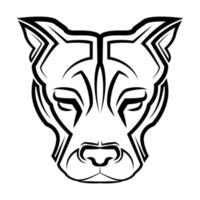 Black and white line art of pitbull dog head vector