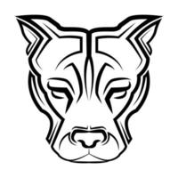 arte lineal en blanco y negro de la cabeza de perro pitbull vector