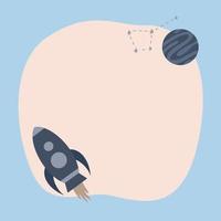 Cute cosmic a blot frame in simple cartoon hand-drawn style. vector