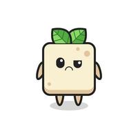 the mascot of the tofu with skeptical face vector