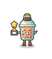 bubble tea cartoon as an ice skater vector