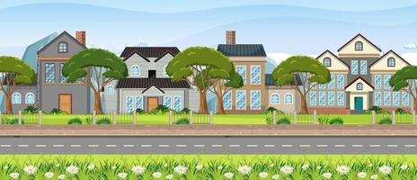 Landscape scene with street and houses vector