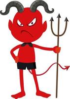 A red devil cartoon character with facial expression vector