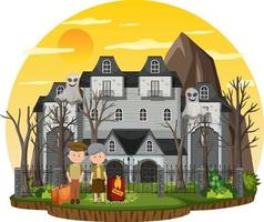 Haunted house at daytime scene vector