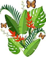 Beautiful flower with green leaves vector