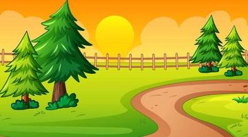 Blank landscape scene of nature park at sunset time vector