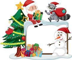 Empty Christmas board with cartoon characters and objects vector