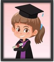 A girl in graduation costume in photo frame vector