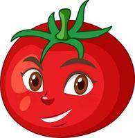 Tomato cartoon with happy face expression on white background vector