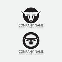 Bull buffalo head cow wild animal logo vector