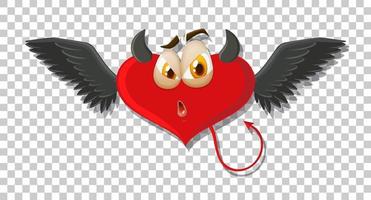 diablo en forma de corazón con expresión facial vector