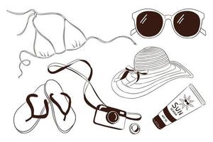 Hand Drawn Vacation Items Set vector