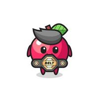 the MMA fighter apple mascot with a belt vector