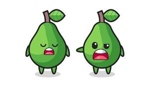 Ilustración de la discusión entre dos lindos personajes de aguacate. vector