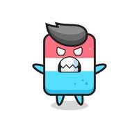 wrathful expression of the eraser mascot character vector