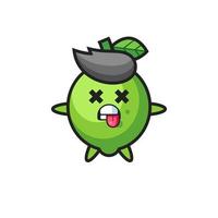 character of the cute lime with dead pose vector