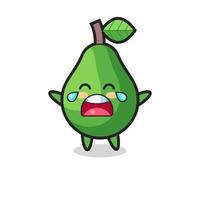 the illustration of crying avocado cute baby vector