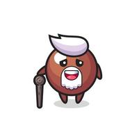 cute chocolate ball grandpa is holding a stick vector