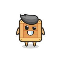 cute wooden box mascot with an optimistic face vector