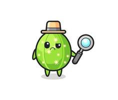 la mascota del lindo cactus como detective. vector