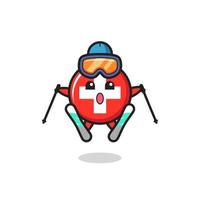 switzerland flag badge mascot character as a ski player vector