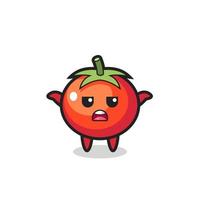 Personaje de mascota de tomates diciendo que no lo sé vector