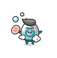 rocket character is bathing while holding soap vector