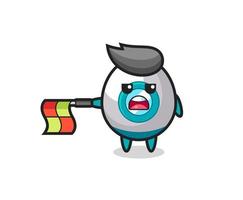 rocket character as line judge hold the flag straight horizontally vector