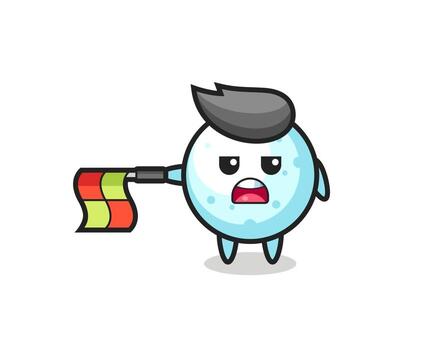 snow ball character as line judge hold the flag straight horizontally vector