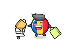 black Friday illustration with cute romania flag badge mascot vector