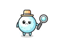 the mascot of cute snow ball as a detective vector