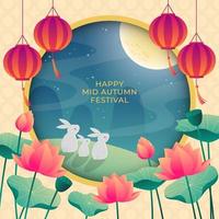 Beautiful Mid Autumn Festival in Gradient Color Concept vector