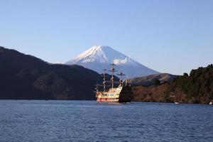 Mount Fuji and Lake Ashinoko in Japan photo