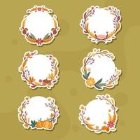 conjunto de pegatinas de corona de otoño vector