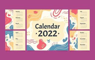 Calendar 2022 Abstract Shape Template vector