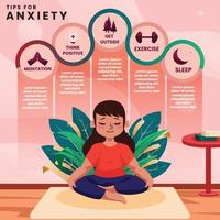 consejos de ansiedad de yoga mujer vector