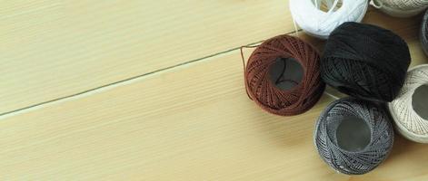 Handicraft work by thread, needle and sew knit photo