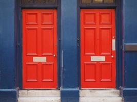 Red traditional entrance doors photo