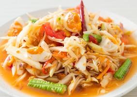 Som Tum - Thai Spicy green papaya salad with salty eggs photo