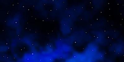 Dark BLUE vector background with small and big stars.