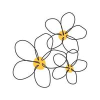 dibujo de línea continua de flor de plumeria minimalismo dibujado a mano vector