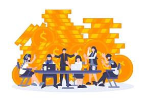 Business profit crowdfunding and fundraising concept vector