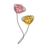 Ilustración de vector de diseño de minimalismo de flor de una línea continua