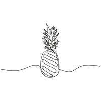 Pineapple one continuous line drawing vector illustration