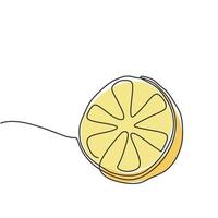 Continuous one line drawing of lemon fruit single hand drawn vector