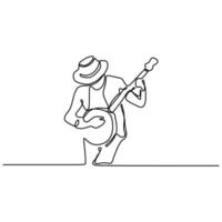 continuous line drawing banjo music instrument vector illustration