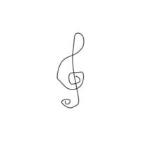 continuous line drawing A treble clef vector one lineart simplicity