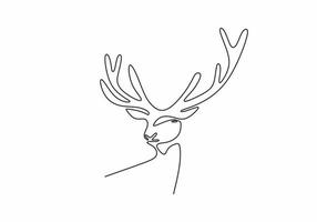 cabeza de ciervo o reno dibujo continuo de una línea minimalista vector