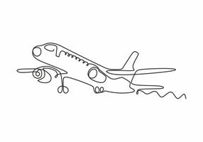 Airplane one line drawing minimalism design vector illustration.